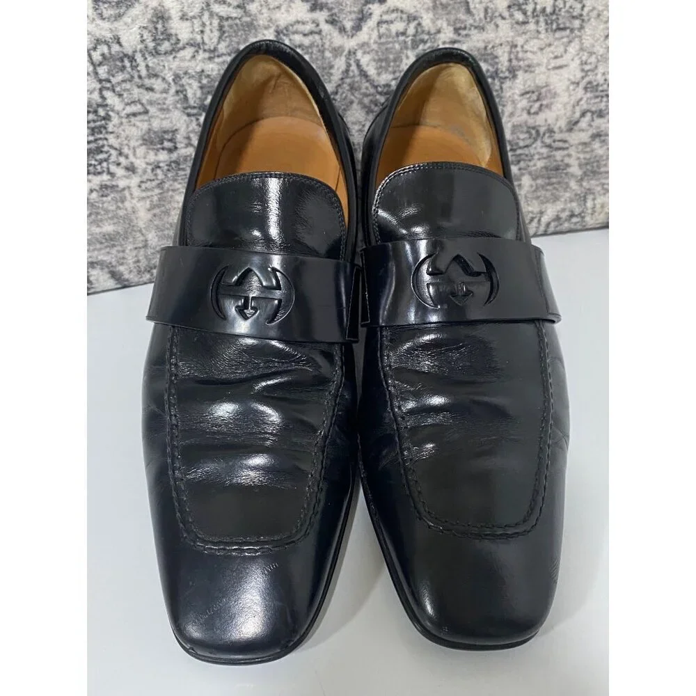 Gucci Men's Leather Loafers Dress Shoes in Black Size 7 1/2